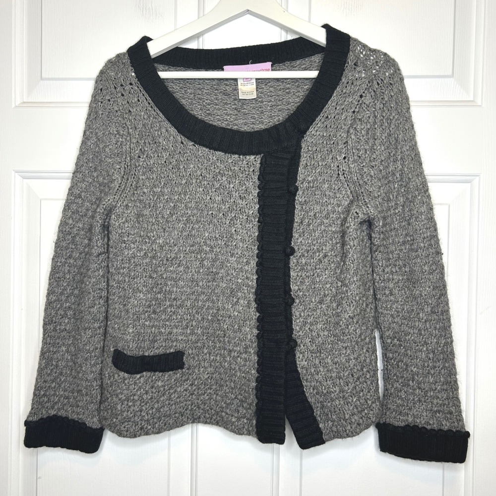 Tevrow + Chase Knit Cardigan Sweater Trim Buttons Size M